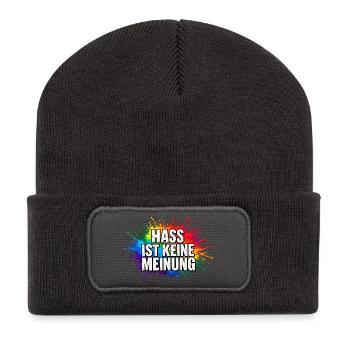 Hass ist keine Meinung Farbexplosion - Recycelte Patch Beanie - Dunkelgrau - Vorne