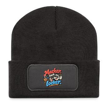 Macker bleib locker Cartoon Spruch - Recycelte Patch Beanie - Dunkelgrau - Vorne