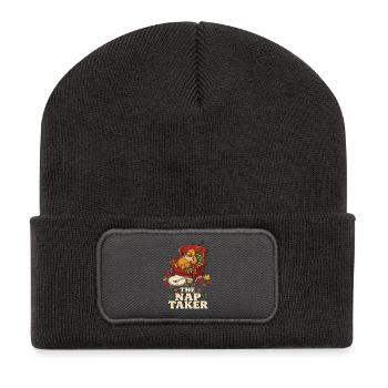 The Nap Taker – Thanksgiving Truthahn Schläfer - Recycelte Patch Beanie - Dunkelgrau - Vorne