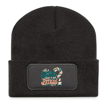 Ich bezweifle es, also bin ich müde? - Recycelte Patch Beanie - Dunkelgrau - Vorne
