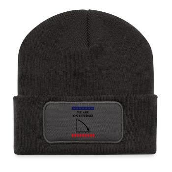 Wir sind auf Kurs! (USA, Amerika, Politik, Politik) - Recycelte Patch Beanie - Dunkelgrau - Vorne