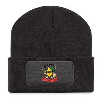 Easy Peasy Lemon Squeezy – Freche Zitrone - Recycelte Patch Beanie - Dunkelgrau - Vorne