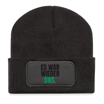 Es war wieder DNS - Recycelte Patch Beanie - Dunkelgrau - Vorne