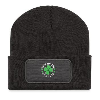 Lustige St. Patricks Irish Dibs Auf Kleeblatt - Recycelte Patch Beanie - Dunkelgrau - Vorne