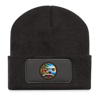 Muskoka Kanada Natur Wald Landschaft Urlaub - Recycelte Patch Beanie - Dunkelgrau - Vorne