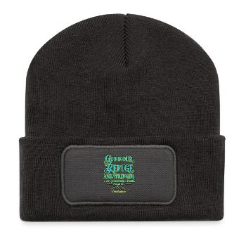 4_God is our refuge - Recycelte Patch Beanie - Dunkelgrau - Vorne