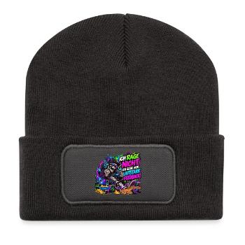 Ich rage nicht – Gaming Skelett Meme - Recycelte Patch Beanie - Dunkelgrau - Vorne