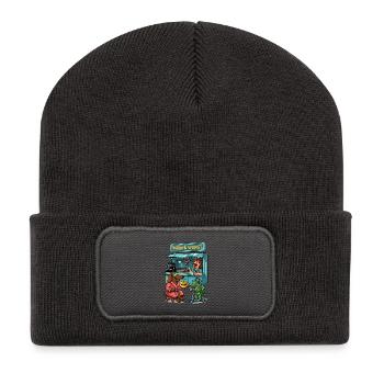Moin Dackel Imbiss Wurst Futuristisch Schildkröte - Recycelte Patch Beanie - Dunkelgrau - Vorne