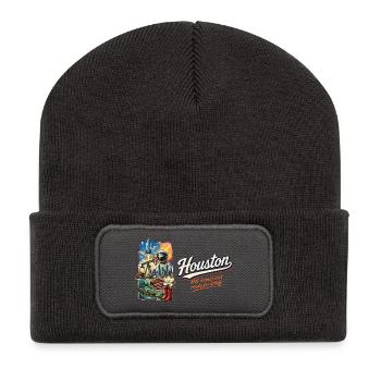 Houston Retro Vintage Space City Skyline Design - Recycelte Patch Beanie - Dunkelgrau - Vorne