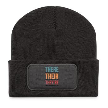 Lustige Grammatik-Wertschätzung eines Englischlehrers - Recycelte Patch Beanie - Dunkelgrau - Vorne