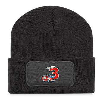 3. Geburtstag Feuerwehr - Recycelte Patch Beanie - Dunkelgrau - Vorne