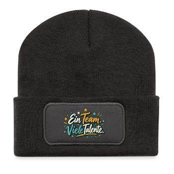 Team Shirt personalisierbar mit Teamname Ein Team  - Recycelte Patch Beanie - Dunkelgrau - Vorne