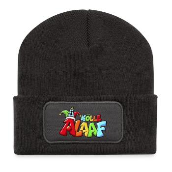 Kölle Alaaf – Buntes Comic Karneval Design mit Nar - Recycelte Patch Beanie - Dunkelgrau - Vorne