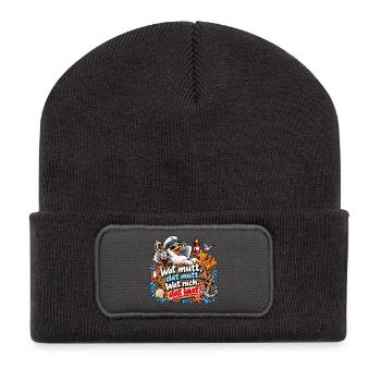 Wat mutt, datt mutt Nautik Clipart - Recycelte Patch Beanie - Dunkelgrau - Vorne