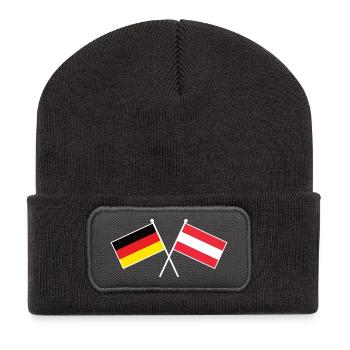 Deutschland & Österreich Flaggen - DACH - Recycelte Patch Beanie - Dunkelgrau - Vorne