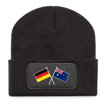 Deutschland & Australien Flaggen - Freundschaft - Recycelte Patch Beanie - Dunkelgrau - Vorne