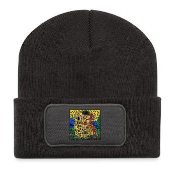 Kiss of Color Mosaik - Recycelte Patch Beanie - Dunkelgrau - Vorne