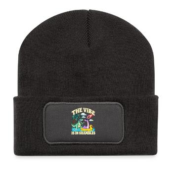 Beach Dinosaurier Die Stimmung ist im Chaos - Recycelte Patch Beanie - Dunkelgrau - Vorne