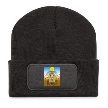 Sonnenpharaön Strahlenkreis - Recycelte Patch Beanie - Dunkelgrau - Vorne