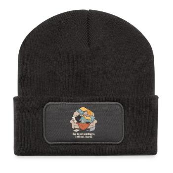 Katzensofa Prokrastination Humor - Recycelte Patch Beanie - Dunkelgrau - Vorne