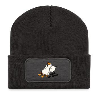 Nope Not Today – Lustige Ente mit Humor - Recycelte Patch Beanie - Dunkelgrau - Vorne