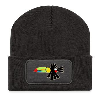 Schrulliger Kielschnabel-Tukan - Recycelte Patch Beanie - Dunkelgrau - Vorne