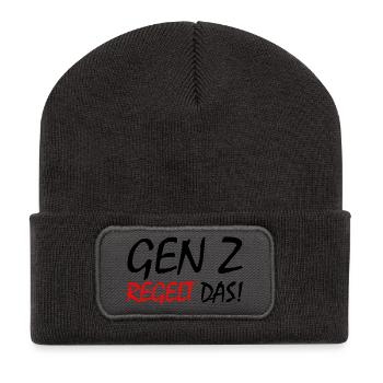 gen z regelt das - Recycelte Patch Beanie - Dunkelgrau - Vorne
