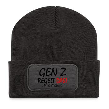 gen z regelt das - Recycelte Patch Beanie - Dunkelgrau - Vorne