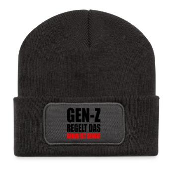 gen z regelt das - Recycelte Patch Beanie - Dunkelgrau - Vorne