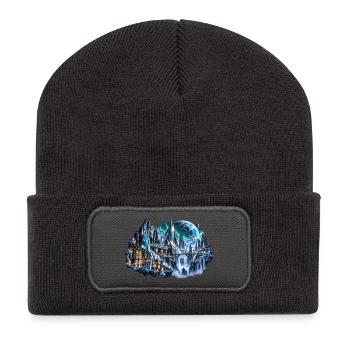 MELVIG – Eisstadt unter Nordlichtern - Recycelte Patch Beanie - Dunkelgrau - Vorne