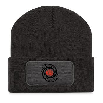 Galaktisches Pink (Schwarz) - Recycelte Patch Beanie - Dunkelgrau - Vorne