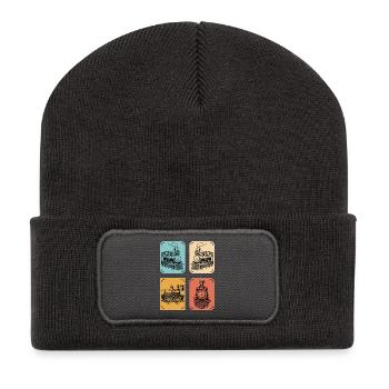 Dampflok Vintage Poster Kollektion - Recycelte Patch Beanie - Dunkelgrau - Vorne