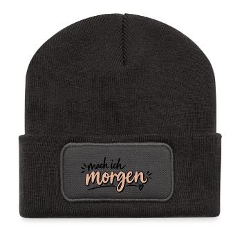 Mach ich morgen - Recycelte Patch Beanie - Dunkelgrau - Vorne