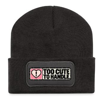 Too Cute to Handle – Cute Retro Heart - Recycelte Patch Beanie - Dunkelgrau - Vorne