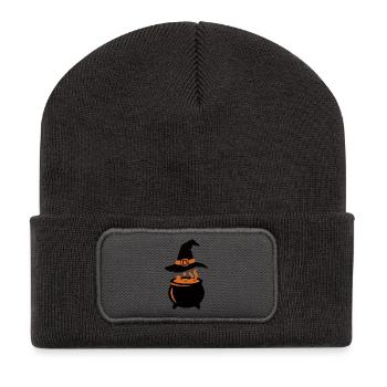 Hexenkessel Zauberhut Icon - Recycelte Patch Beanie - Dunkelgrau - Vorne