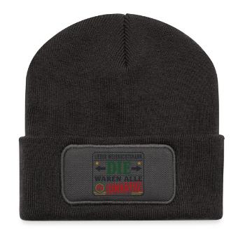 Lieber Weihnachtsmann – Unartig Weihnachten - Recycelte Patch Beanie - Dunkelgrau - Vorne