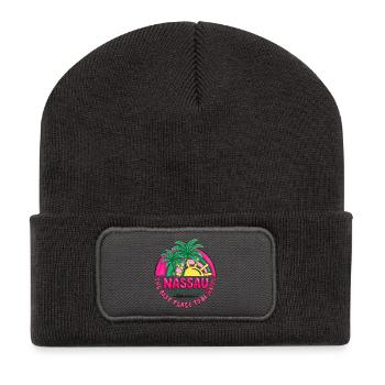 Nassau Palm Sonnenuntergangsmode für immer - Recycelte Patch Beanie - Dunkelgrau - Vorne