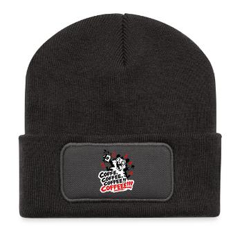 Der Kaffeehamster - Kaffee, Kaffee, Kaffee! - Recycelte Patch Beanie - Dunkelgrau - Vorne