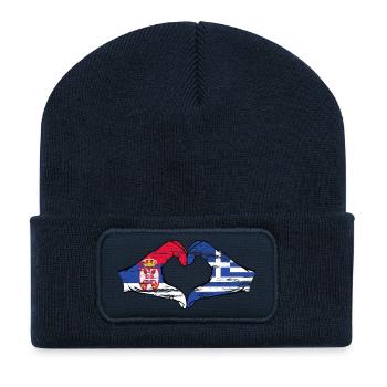 Serbia Greece flag hands heart shape used - Recycled Patch Beanie - french navy - Front
