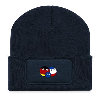 Countryball Germany France EU - Brexit - Recycelte Patch Beanie - French Navy - Vorne