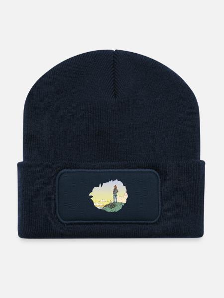 Der abenteuerlustige Fuchs – Horizon & Vélo - Recycelte Patch Beanie - French Navy