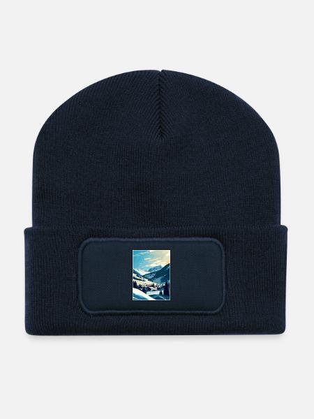 Saalbach Österreich Vintage Reiseposter Souvenir - Recycelte Patch Beanie - French Navy