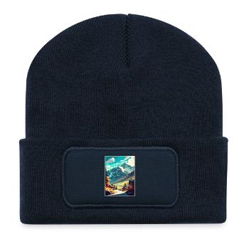 Mayrhofen Österreich Vintage Reiseposter Souvenir - Recycelte Patch Beanie - French Navy - Vorne