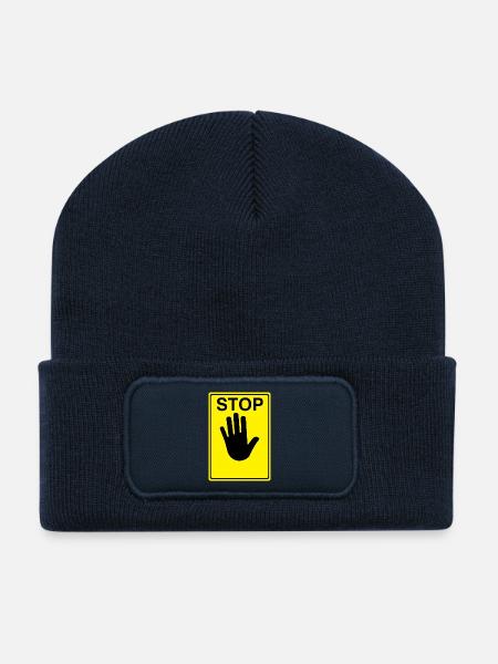 Stop Schild Logo - Recycelte Patch Beanie - French Navy
