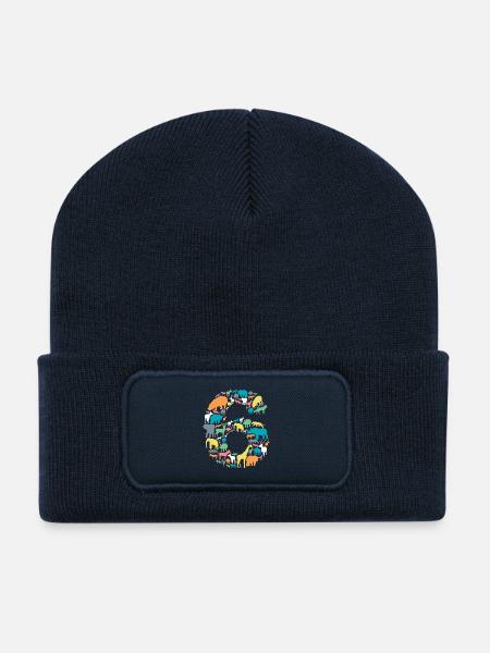 6 Jahre Jungen 6.Geburtstag Kindergeburtstag Tiere - Recycelte Patch Beanie - French Navy