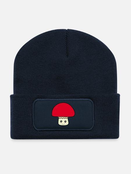 Kawaii Pilz Geschenk Geburt Baby Babyparty Taufe  - Recycelte Patch Beanie - French Navy