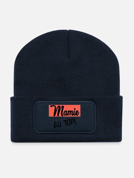 MAMIE - Beanie recyclé à patch - bleu marine