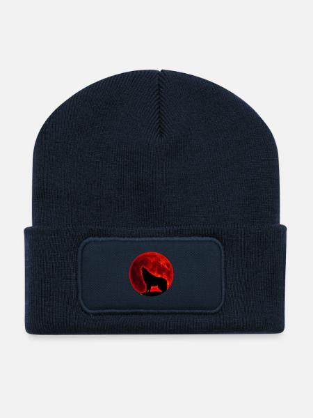 Wolf Vollmond - Recycelte Patch Beanie - French Navy