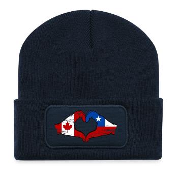 Kanada Chile Flagge Hände Herzform used - Recycelte Patch Beanie - French Navy - Vorne