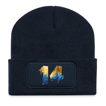 NR. 14 NUMMER 14 COOL 14. GEBURTSTAG - Recycelte Patch Beanie - French Navy - Vorne